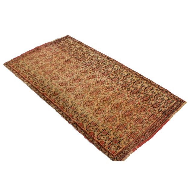 Traditional Antique Senneh Traditional Beige and Red Wool Persian Rug For Sale - Image 3 of 6