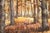 Autumn Forest , 1970's Earth-Tone Vertical Landscape Watercolor With Trees by Kay Swanson For Sale - Image 4 of 8
