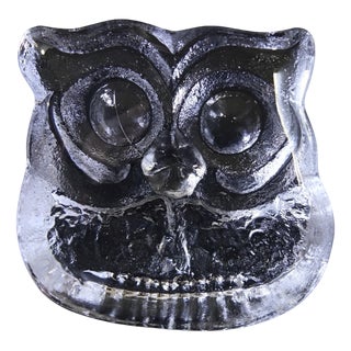 Vintage Glass Figure of an Owl by Lars Hellsten For Sale