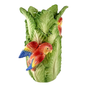 Vintage Fitz Floyd Parrots “Jungle” Pattern Vase