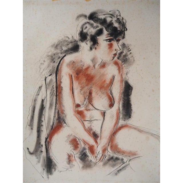 André Dignimont (1891 - 1965) Nude in a wool coat, 1929 Original drawing in Indian ink, enhanced with watercolor and...