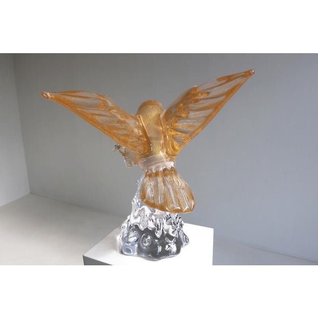 Mid-Century Italian Murano Glass Eagle Sculpture with Gold Leaf by Arnaldo Zanella, 1970s For Sale - Image 7 of 18