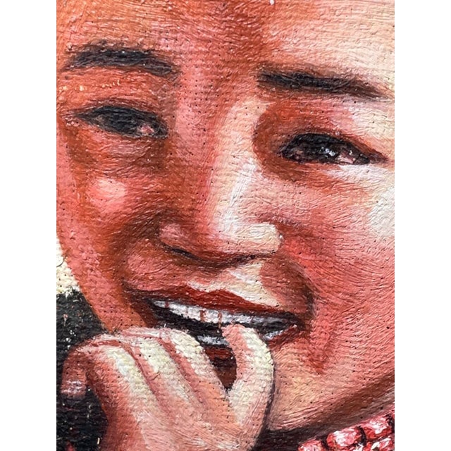 Goldenrod Chinese School Early 21st Century – Highland Child – Signed Oil Portrait, Possibly Lin Shusen For Sale - Image 8 of 14