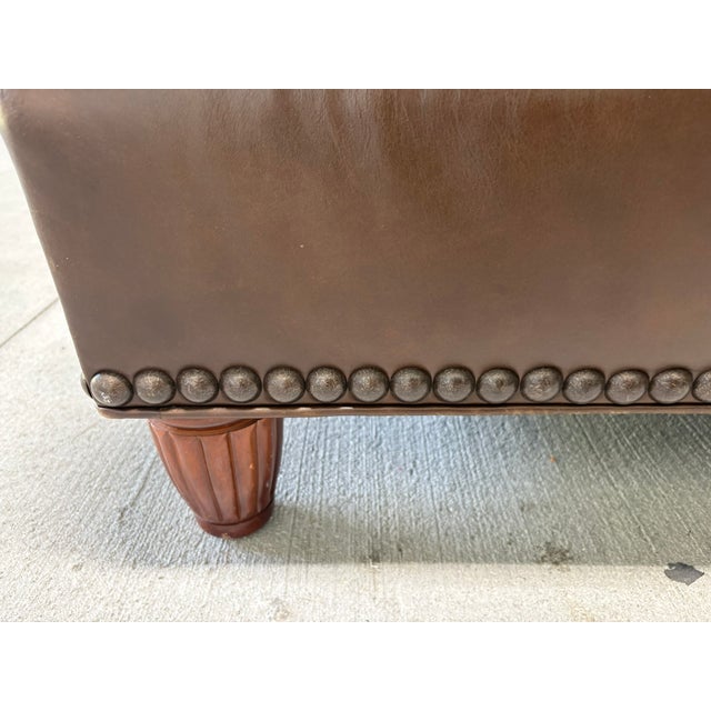 Napa Brown Leather Sofa With Nail Head Treatment, Late 20th Century For Sale - Image 4 of 8