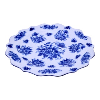 Blue & White Floral Tray For Sale