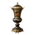 French-Style Blue Porcelain Urn With Lid – Romantic Scenic Medallion, Gold Leaf & Ornate Bronze Details For Sale