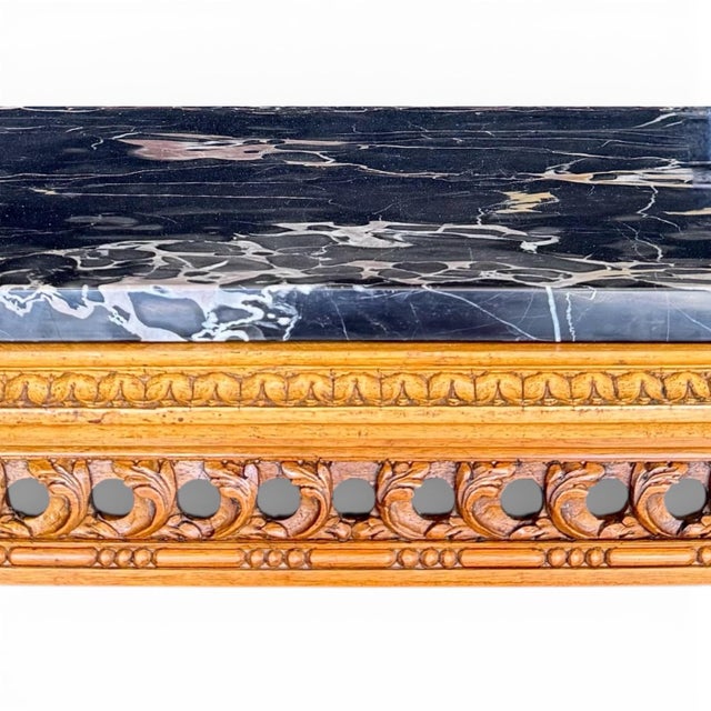 Mid-20th Century Louis XVI Style Demilune Console Table in Bleached Mahogany With Portoro Nero Marble Top For Sale In Atlanta - Image 6 of 11