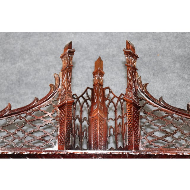Black Dragon Carved 1900's English Chinese Chippendale Style English Mahogany Vitrine For Sale - Image 8 of 11