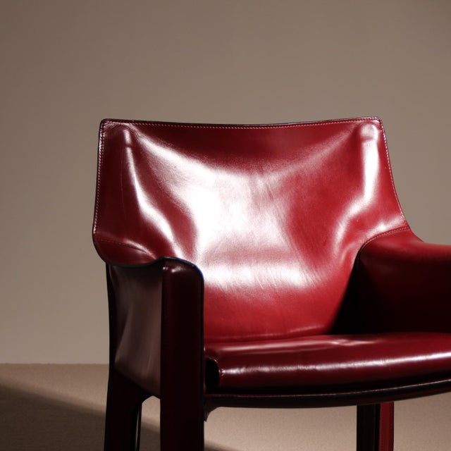Vintage Cab 414 Chair in Leather by Mario Bellini for Cassina, 1982 For Sale - Image 3 of 18