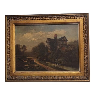 Antique Moody Original Oil English Landscape Painting William Yale Circa 19th Century For Sale