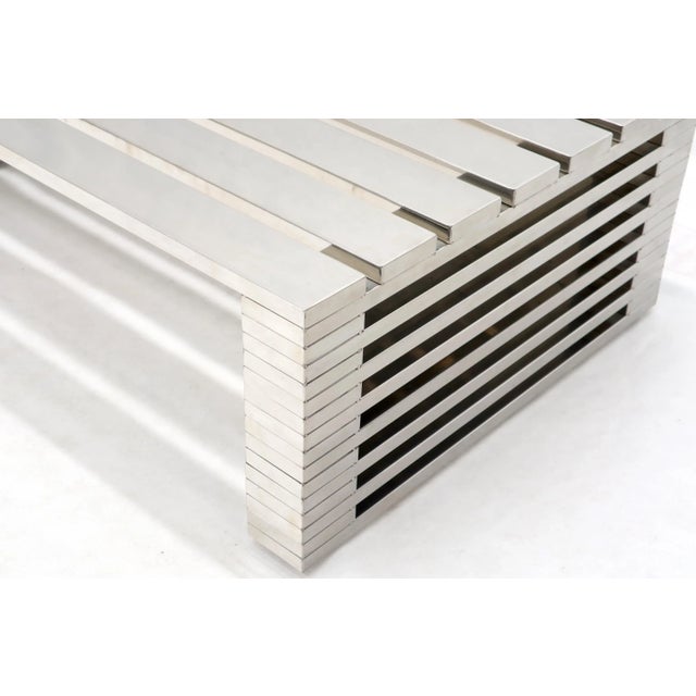 Mid 20th Century Large Chrome Rectangle Shape Slated Top Coffee Table For Sale - Image 5 of 11