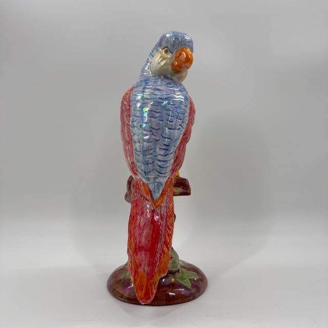 Hand-Painted Ceramic Parrot Sculpture With Iridescent Glaze For Sale In Tampa - Image 6 of 10
