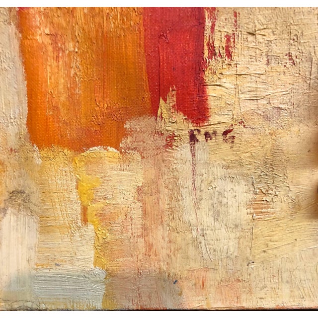 Abstract Orange Squares on Yellow "Spain" Stencilled Letters Mod Oil Painting For Sale In Miami - Image 6 of 6