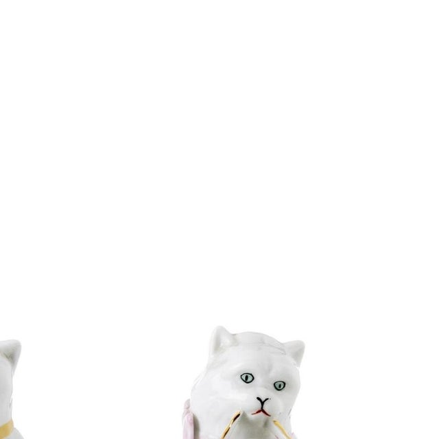 Porcelain Cat with Basket Toothpick Holders, Set of 3 For Sale - Image 4 of 6