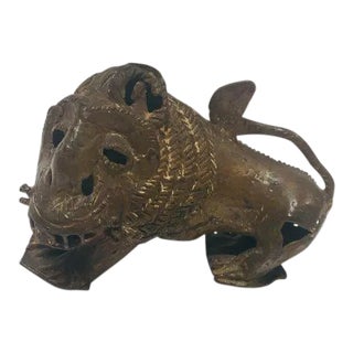 Vintage African Cast-Bronze Sculpture of a Stylized Mythical Lion For Sale