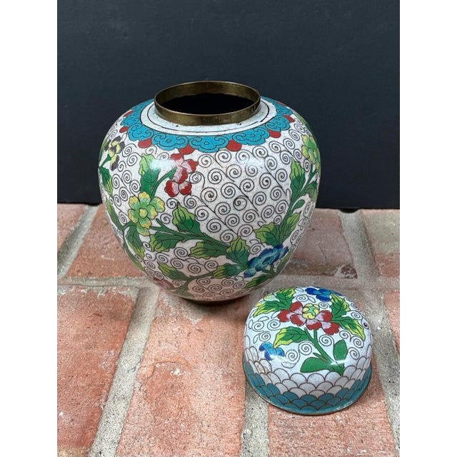 Antique Chinese Cloisonné Ginger Jar For Sale - Image 4 of 8