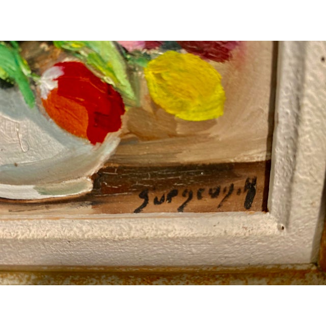 Mid 20th Century Small Vintage Flower Painting With Tulips Signed For Sale - Image 5 of 8