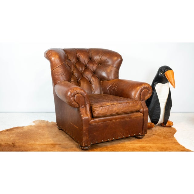 Restoration Hardware for Mitchell Gold 'Churchill' writer's chair, in a lovely cigar brown leather. Thick supple leather...