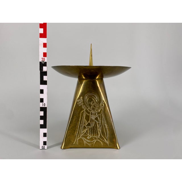 1960s Brutalist Candle Holder with Madonna and Child Motif, 1960s For Sale - Image 5 of 9