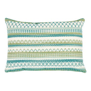 Schumacher Fremont Indoor/Outdoor 20" Lumbar Pillow in Green For Sale
