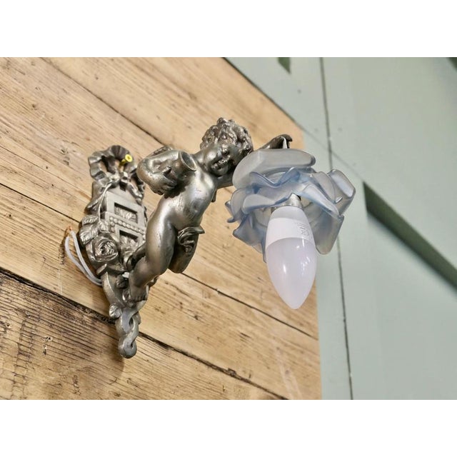 1900 - 1909 French Arts and Crafts Cherub Wall Lights, 1900, Set of 2 For Sale - Image 5 of 8