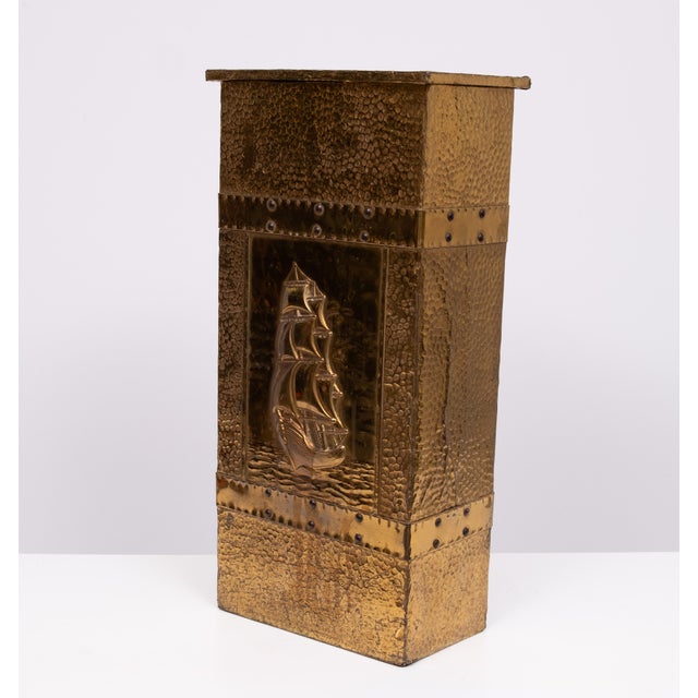 Goldenrod Brass Embossed Umbrella Stand, 1930s For Sale - Image 8 of 11