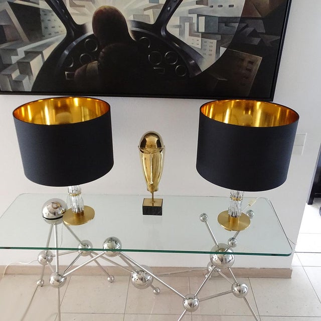 Mid-Century Modern Large Vintage Glass Table Lamps from Kaiser Leuchten, Set of 2 For Sale - Image 3 of 15