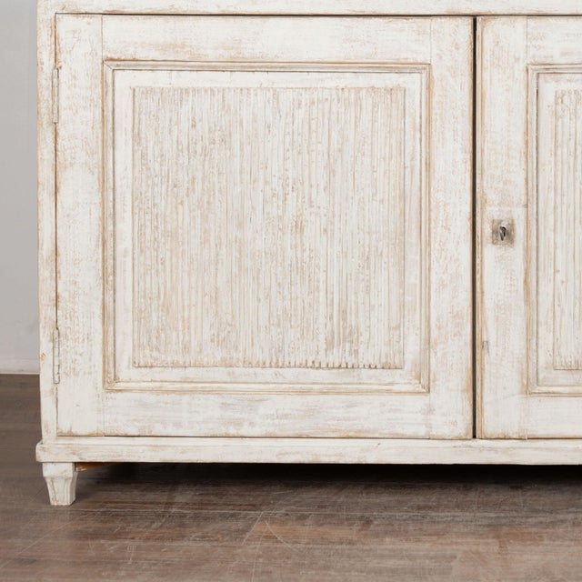 Pair 19th Century Swedish White Painted Pine Sideboards With Fluted Doors For Sale - Image 13 of 16