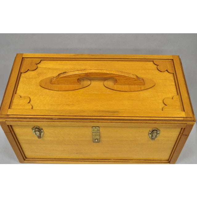 Arts & Crafts Vintage Arts & Crafts Custom Handmade Large Wooden Tool Chest Tool Box For Sale - Image 3 of 14