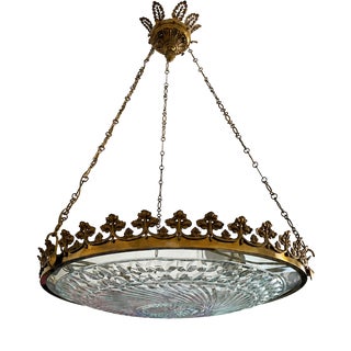 19th Century Crystal Chandelier with Leaves For Sale