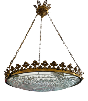 19th Century Crystal Chandelier with Leaves