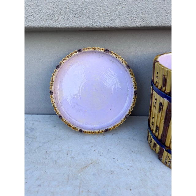 19th Century Victorian Majolica Bamboo Cachepot Minton For Sale - Image 9 of 10