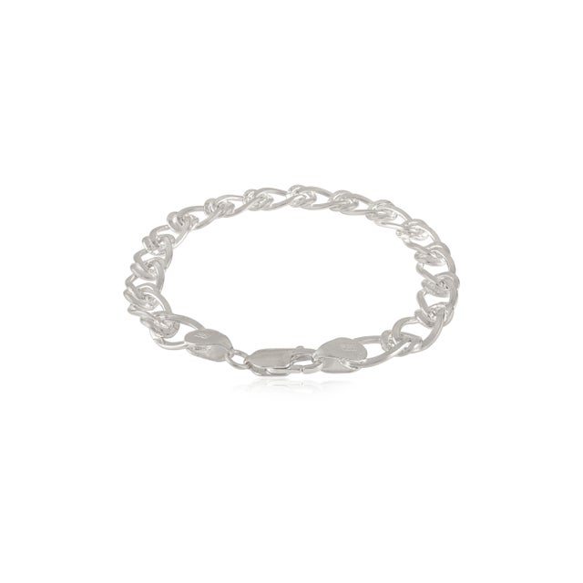 Metal Handcrafted Silver Linked Chain Bracelet by Carat&her in 8.75 Inches For Sale - Image 7 of 9
