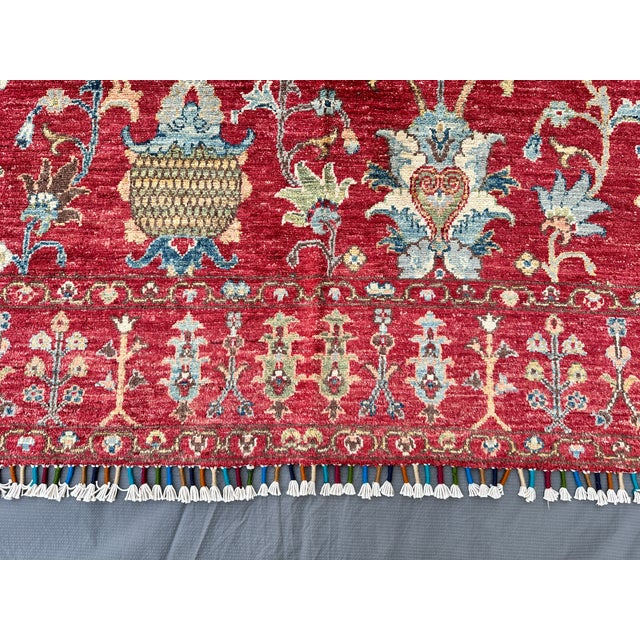 Red Hand-Knotted Afghan Chobi Ziegler Sultanabad Rug - 6'5" X 5'0" For Sale - Image 8 of 12
