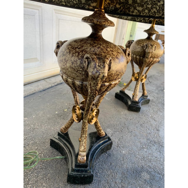 French Vintage Ram Goat Table Lamps- Pair For Sale - Image 3 of 11