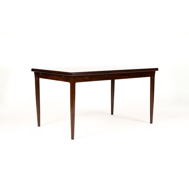 1960s Danish Modern Mid Century Rosewood Dining Table — Rectangular Draw Leaf — Attributed to Axel Christiansen for Aco Mobler For Sale - Image 4 of 10