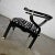 Vintage Ming Style Black Lacquer & Brass Low Chair After James Mont in Scalamandre El Morocco Espresso Fabric For Sale - Image 9 of 13