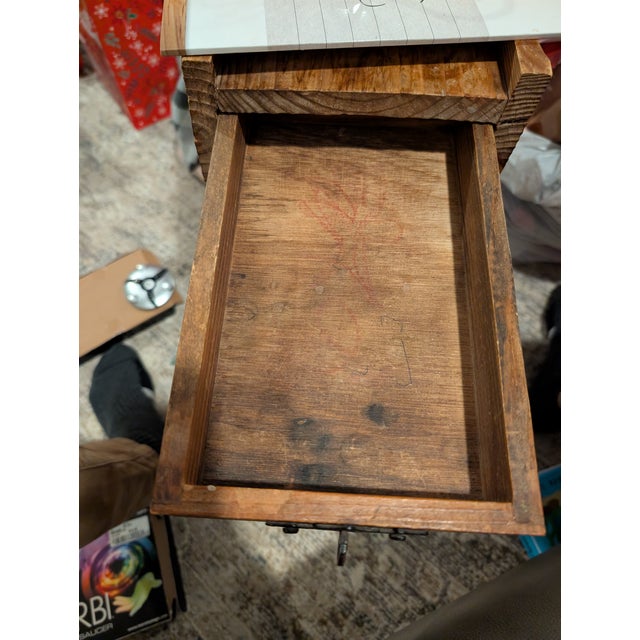 1970s 1970s Spanish Mediterranean Brutalist Carved Pine Pedestal Side Table For Sale - Image 5 of 11