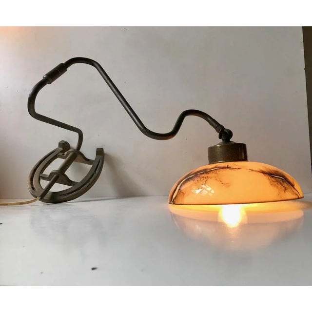 Scandinavian Modern Brass Swing Arm Sconce with Horseshoe, 1950s For Sale - Image 6 of 13