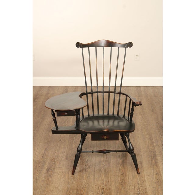 Oley Valley Reproductions Distress Painted Windsor Writing Armchair For Sale - Image 12 of 12