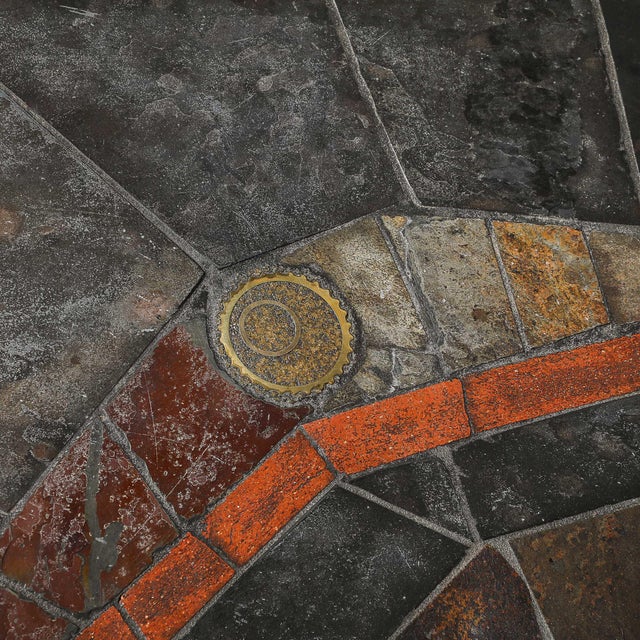 Wood Mid-Century Tessellated Slate & Bronze Inlay Cocktail Table by v Ramburrem For Sale - Image 7 of 18