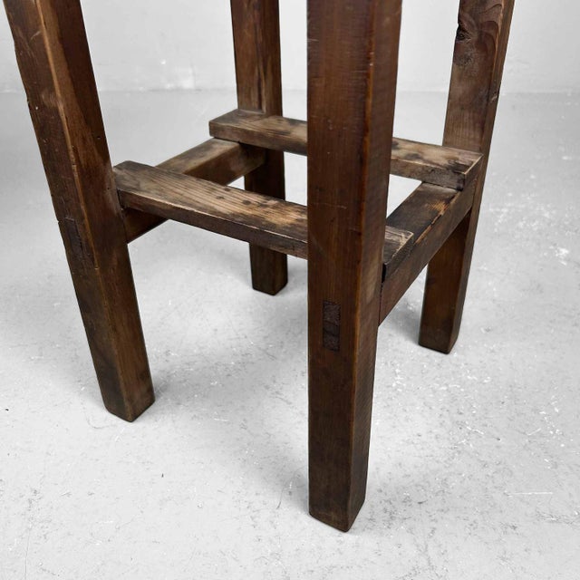 Brown Japanese Wooden Stool, 1930s For Sale - Image 8 of 14