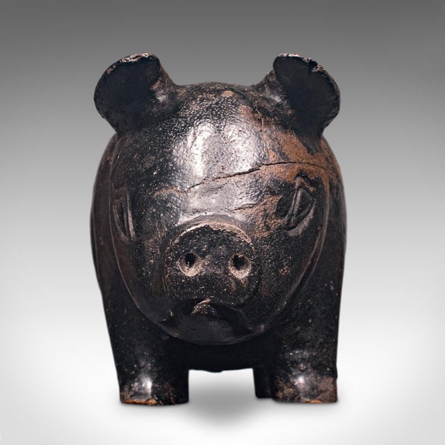 Vintage Carved Piglet Figure, English, Treen, Ebonised, Farmyard, Mid Century For Sale - Image 11 of 12