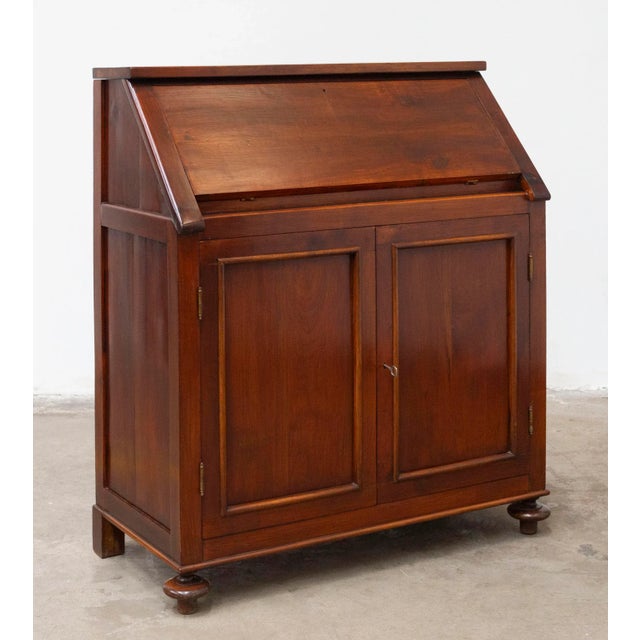 Brown Walnut Drop-Leaf Desk, 1950s For Sale - Image 8 of 13