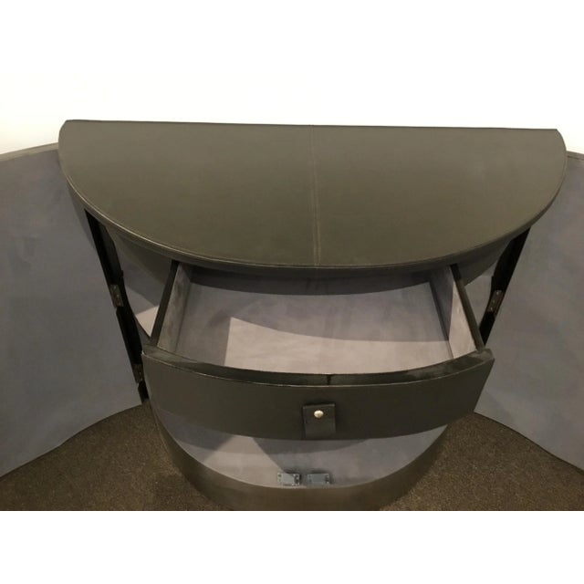 2020s Studio A Home Modern Smokey Black Leather Milan Demi Lune Table For Sale - Image 5 of 8