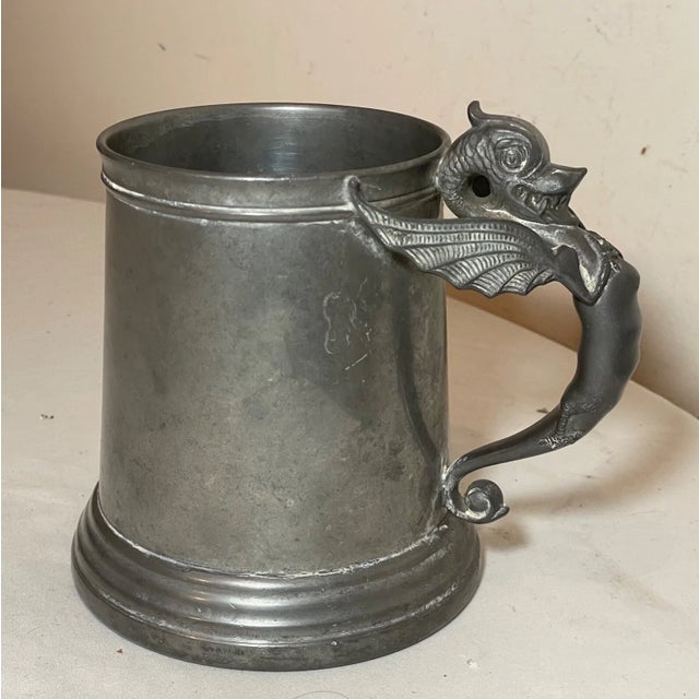 Metal Antique 1932 Beer Stein Pewter Glass Copper Figural Griffin Dragon Award Trophy For Sale - Image 7 of 12