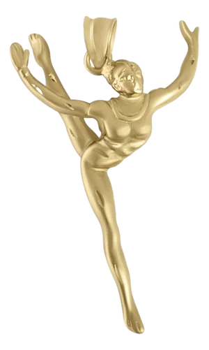 Gymnast with Diamond Cuts Necklace 14k Yellow Gold 16"