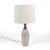 This strikingly beautiful lamp has a base of ceramic decorated with a ivory glaze that has an all-over sgraffito design....