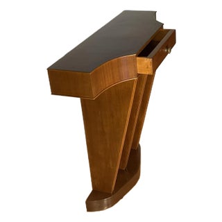 Art Nouveau Period Demi-Lune Antique Console Table Single Drawer, C. 1930s For Sale