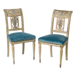Pair of French Period Directoire Neoclassical Side Chairs, C. 1795 For Sale